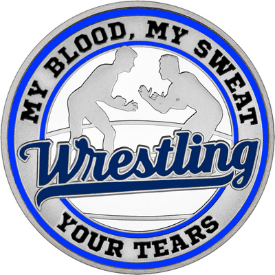 Navy Blue "Wrestling" with Royal Blue Outer Circular Borders